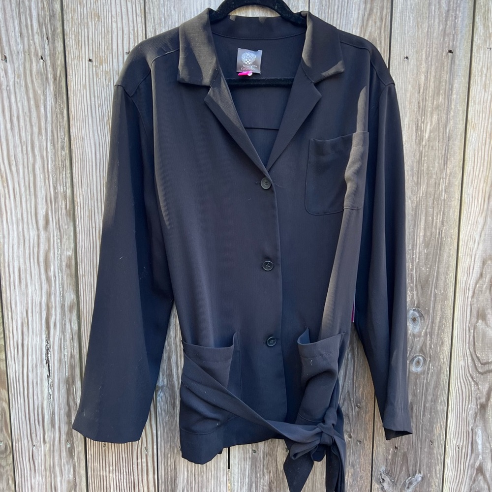 VINCE CAMUTO Black Small Ribbed Belted Blazer Jacket Women’s XL NWT NEW